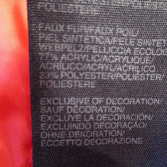 Tommy Hilfiger Woman Medium Black Red Brown Full Zip Faux Fur Hooded Coat - Picture 10 of 10